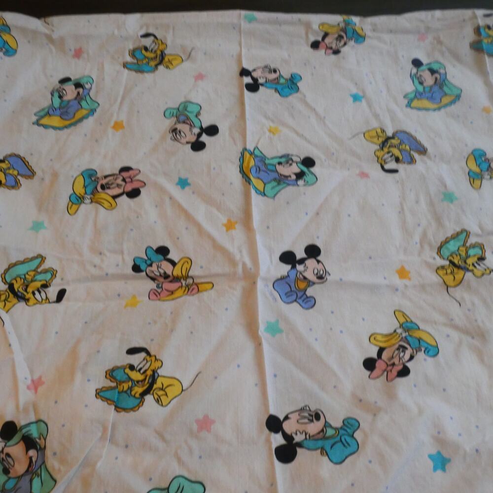 Vintage Dundee Disney Babies Crib Size Sheet Made in USA  Mickey Minnie Pluto